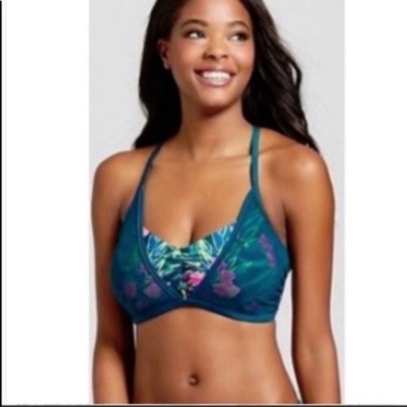 Xhilaration Other - Xhilaration Green Floral Bikini Top Large Tropical Print Swim Adjustable Straps